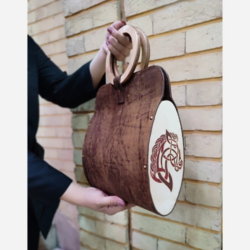 کیف دسته چوبی طرح اسب گرافیکی