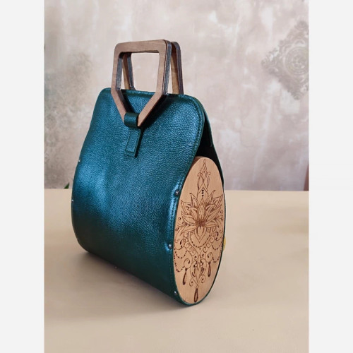 کیف دسته چوبی سوخته نگاری