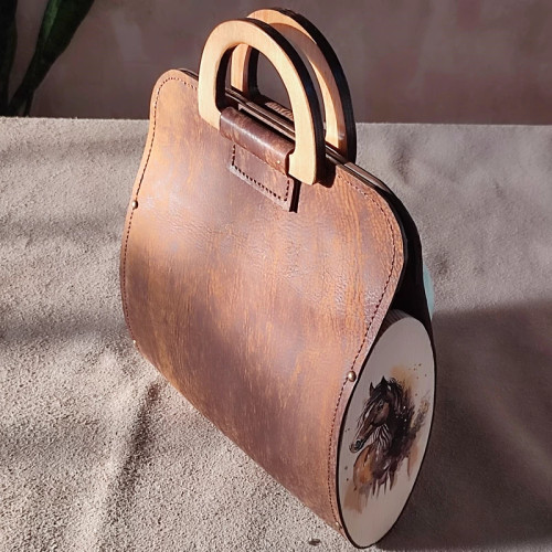 کیف دسته چوبی طرح اسب